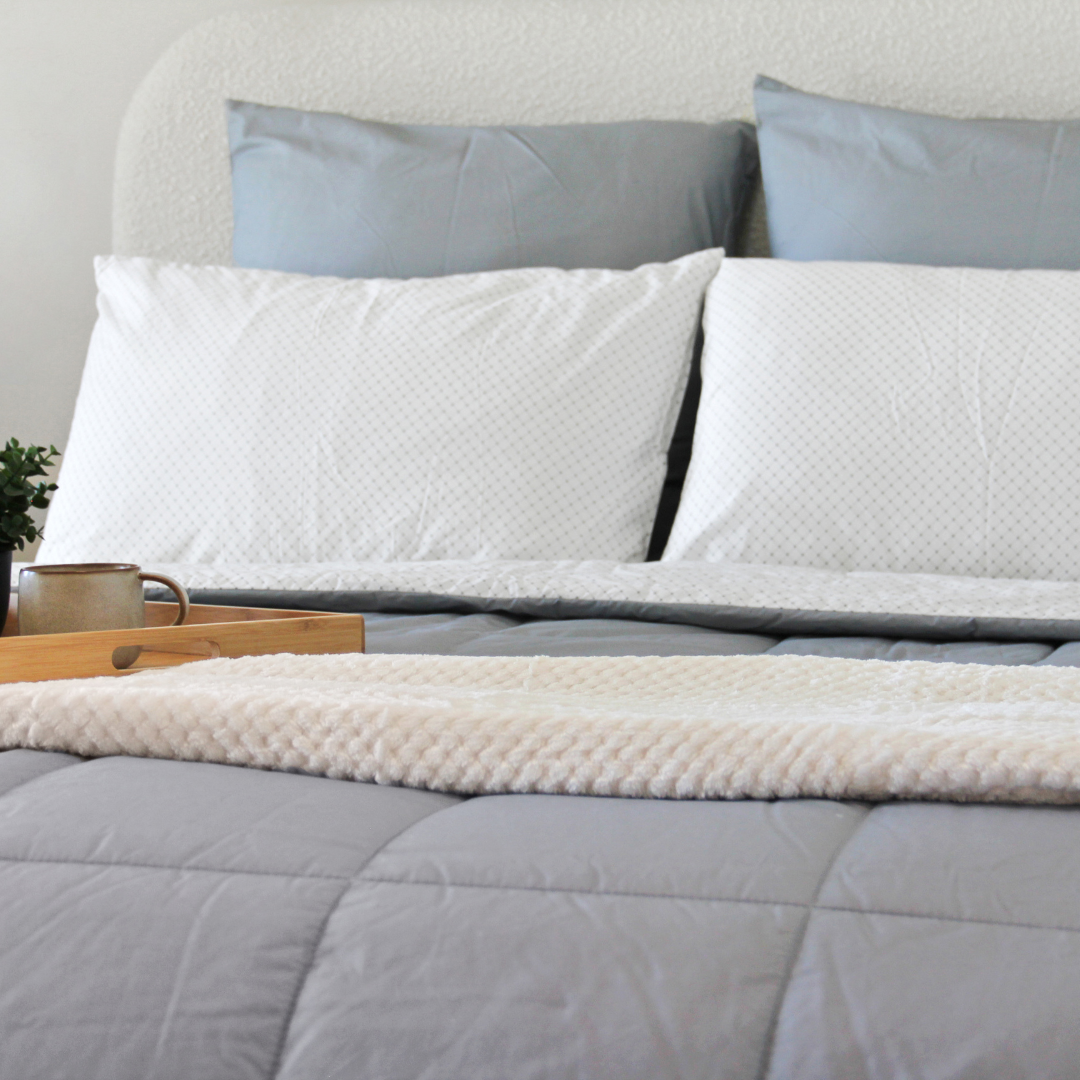 100% Cotton - Classic Grey - 5-Piece Grey Comforter Set