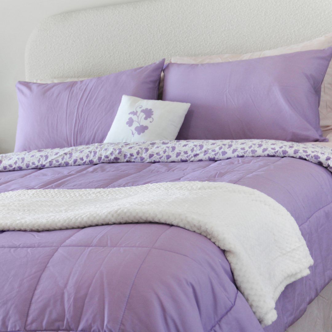 100% Cotton - Lavender Vale - 7-Piece Purple Comforter Set