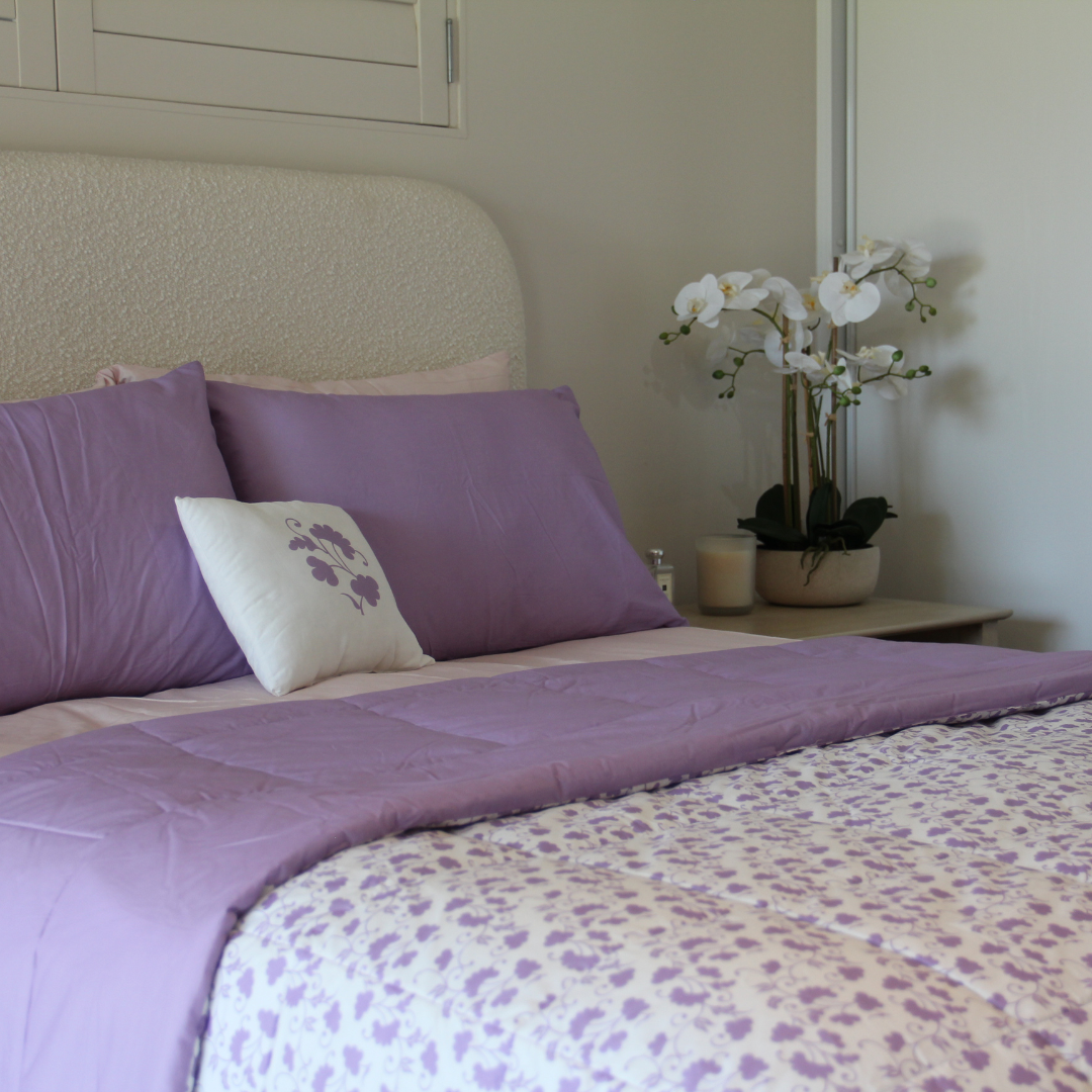 100% Cotton - Lavender Vale - 7-Piece Purple Comforter Set